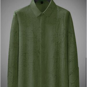 MEN'S EXCLUSIVE GREEN COTTAN FABRIC ITALIAN CRUSH SHIRT