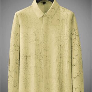 MEN'S EXCLUSIVE YELOLOW COTTAN FABRIC ITALIAN CRUSH SHIRT